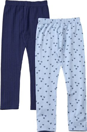 Leggings mit Herz-Muster & Struktur, blau, Gr. 122, 2 St