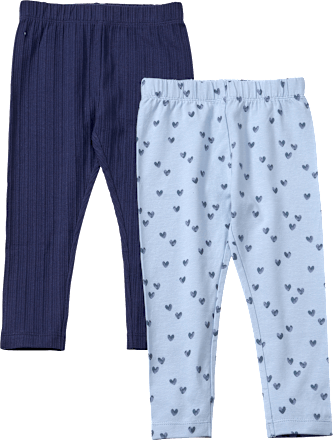 Leggings mit Herz-Muster & Struktur, blau, Gr. 140, 2 St