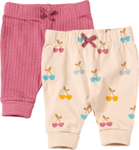 Leggings mit Kirschen-Muster & Mitwachsfunktion, rosa + beige, Gr. 68, 2 St