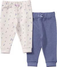 Leggings mit Mitwachsfunktion & Blumen-Muster, blau + weiß, Gr. 56 62, 2 St