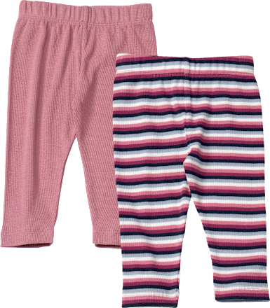 Leggings met strepenpatroon, roze, maat 116, 2 stuks