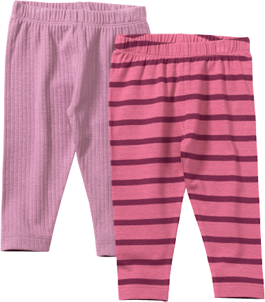 Leggings mit Ripp-Struktur + Streifen, lila + rosa, Gr. 128, 2 St ALANA