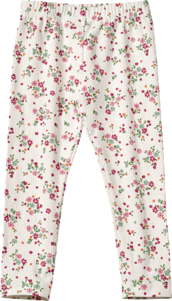 Leggings mit Ripp-Struktur & Blumen-Muster, weiß & rosa, Gr. 104, 1 St