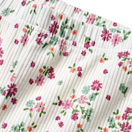 Leggings mit Ripp-Struktur & Blumen-Muster, weiß & rosa, Gr. 128, 1 St
