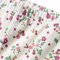 Leggings mit Ripp-Struktur & Blumen-Muster, weiß & rosa, Gr. 128, 1 St