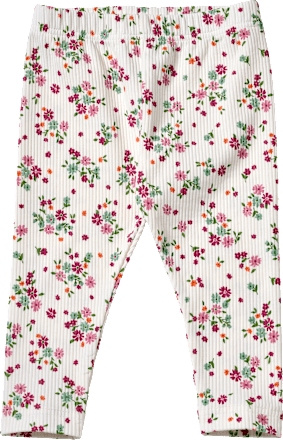 Leggings mit Ripp-Struktur & Blumen-Muster, weiß & rosa, Gr. 128, 1 St