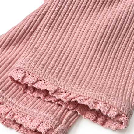 Leggings mit Ripp-Struktur & Spitzensaum, rosa, Gr. 116, 1 St