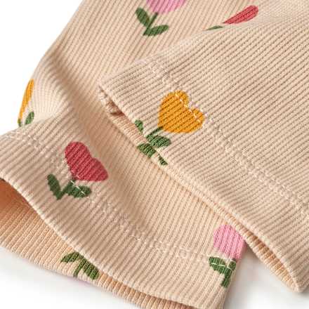 Leggings mit Ripp-Struktur & Tulpen-Muster, beige, Gr. 116, 1 St