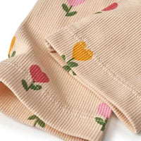 Leggings mit Ripp-Struktur & Tulpen-Muster, beige, Gr. 116, 1 St