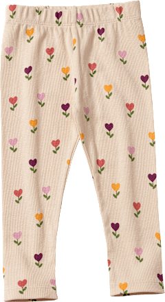 Leggings mit Ripp-Struktur & Tulpen-Muster, beige, Gr. 116, 1 St