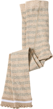 Leggings met strepenpatroon en hartjesmotief, beige en grijs, maat 98/104, 1 stuk