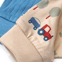 Leggings mit Traktor-Muster & Mitwachsfunktion, blau + beige, Gr. 56, 2 St