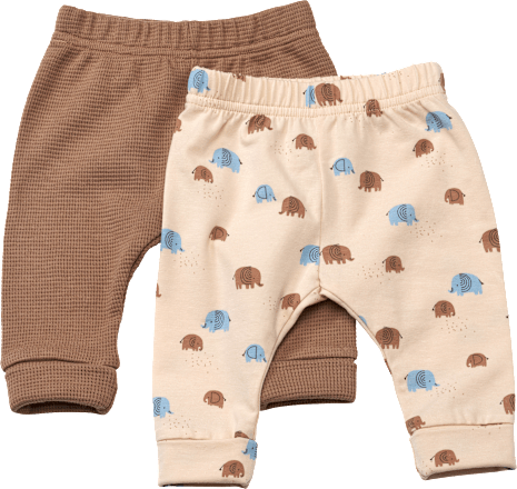 Leggings mit Waffel-Struktur + Elefanten-Muster, braun & blau, Gr. 62, 2 St ALANA