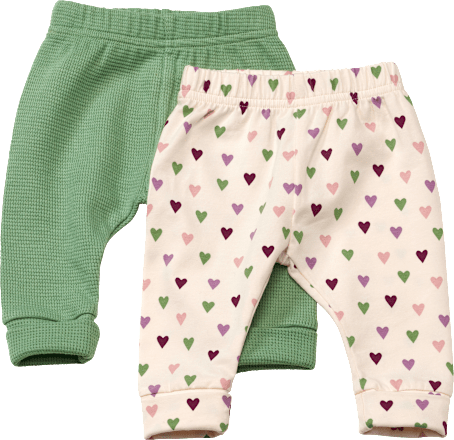 Leggings mit Waffel-Struktur + Herz-Muster, grün & rosa, Gr. 62, 2 St ALANA