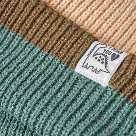 Mütze aus Strick mit Dino-Patch, beige, Gr. 54/55, 1 St