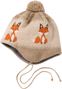 Mütze aus Strick mit Fuchs-Muster, beige, Gr. 46/47, 1 St