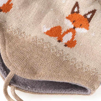 Gebreide muts met vossenpatroon, beige, maat 48/49