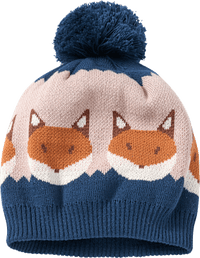 Mütze aus Strick mit Fuchs-Muster, blau, Gr. 52/53, 1 St