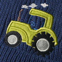 Mütze aus Strick mit Traktor-Applikation, blau, Gr. 48/49, 1 St