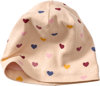 Mütze mit Ajour-Struktur & Herz-Muster, beige, Gr. 50/51, 1 St