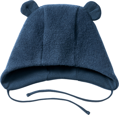 Mütze mit Bio-Wolle & Ohren, blau, Gr. 46/47, 1 St
