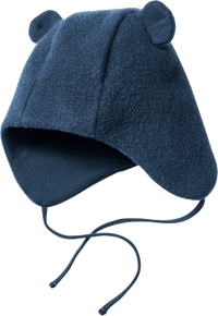 Mütze mit Bio-Wolle & Ohren, blau, Gr. 46/47, 1 St