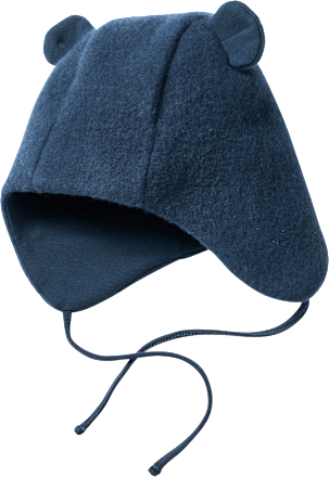 Mütze mit Bio-Wolle & Ohren, blau, Gr. 48/49, 1 St