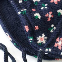 Mütze mit Bommel & Blumen-Muster, blau, Gr. 44/45, 1 St ALANA