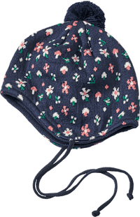 Mütze mit Bommel & Blumen-Muster, blau, Gr. 44/45, 1 St ALANA