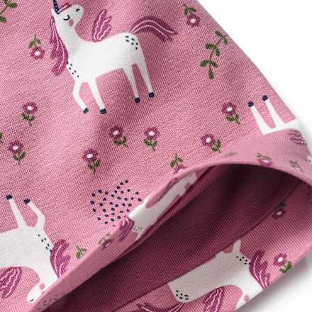 Muts met eenhoornpatroon, roze, maat 48/49, 1 stuk