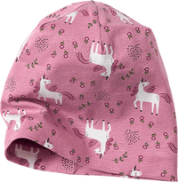 Muts met eenhoornpatroon, roze, maat 48/49, 1 stuk