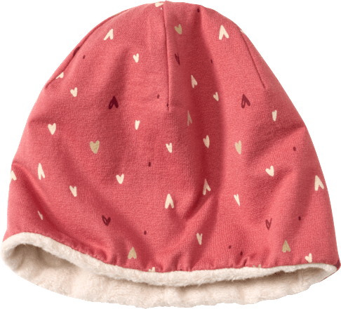 Mütze mit Herz-Muster & Futter, rosa, Gr. 54/55, 1 St