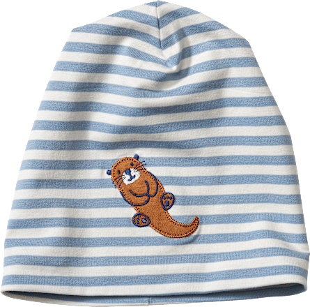 Mütze mit Otter-Applikation, blau, Gr. 54/55, 1 St