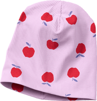 Mütze mit Ripp-Struktur & Apfel-Muster, lila, Gr. 50/51, 1 St
