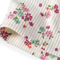 Mütze mit Ripp-Struktur & Blumen-Muster, weiß, Gr. 48/49, 1 St
