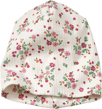 Mütze mit Ripp-Struktur & Blumen-Muster, weiß, Gr. 48/49, 1 St
