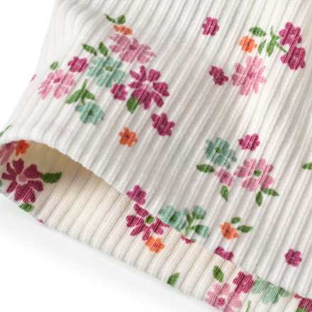 Mütze mit Ripp-Struktur & Blumen-Muster, weiß, Gr. 54/55, 1 St
