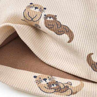Mütze mit Ripp-Struktur & Otter-Muster, beige, Gr. 50/51, 1 St