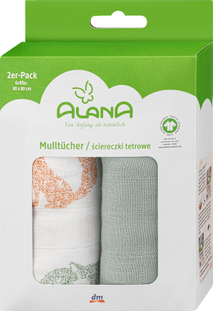 Mulltücher mit Fuchs-Motiv, ca 80 x 80 cm,, 2 St ALANA