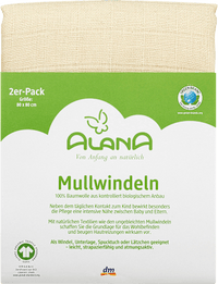 Mousseline luiers, natuurlijk, ca. 80 x 80 cm, 2 stuks