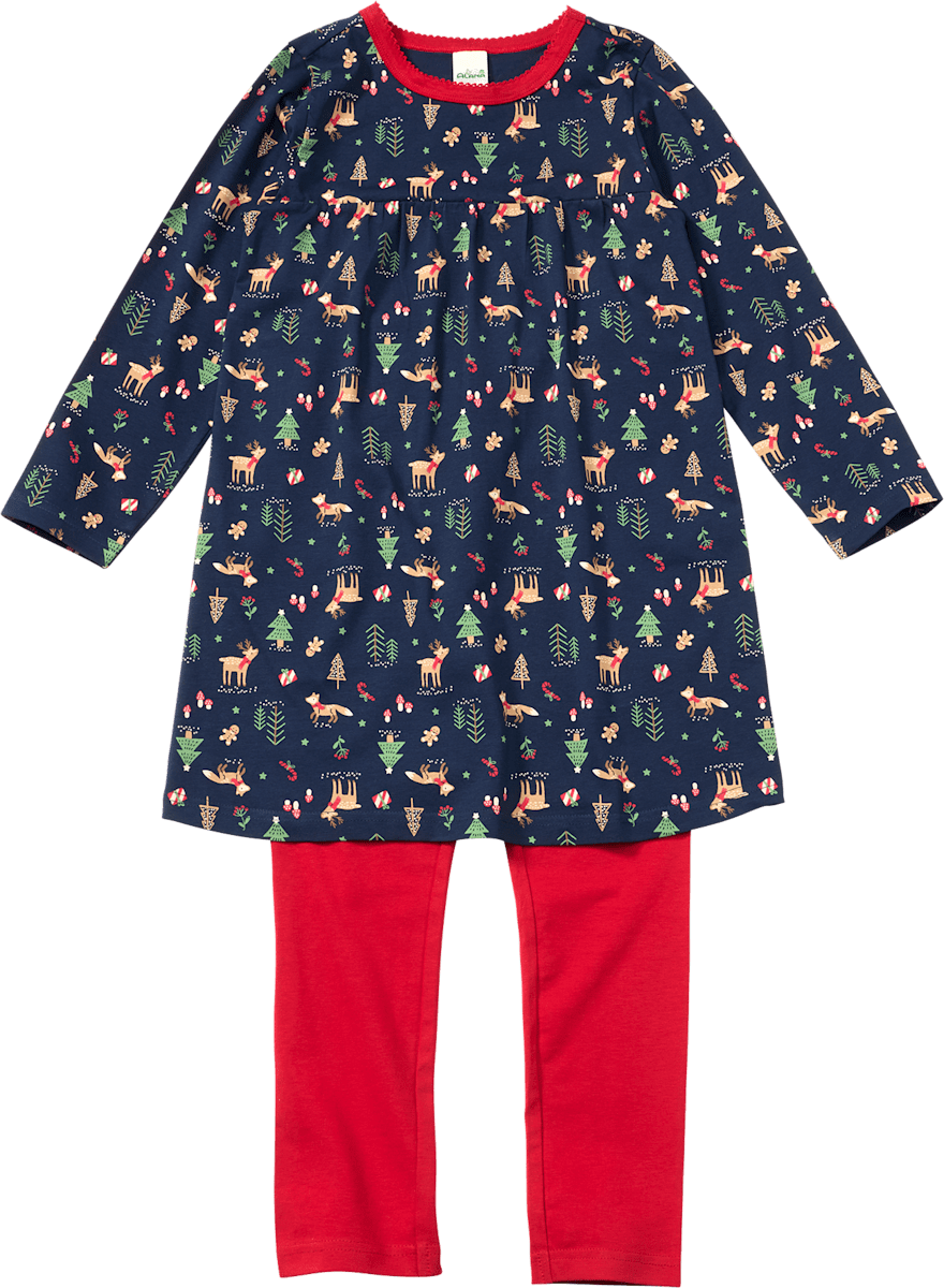 ALANA Nachthemd mit Weihnachts-Muster und Hose, blau + rot, Gr. 110/116, 1 St