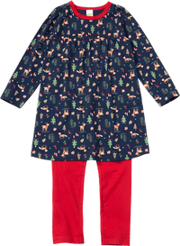 ALANA Nachthemd mit Weihnachts-Muster und Hose, blau + rot, Gr. 110/116, 1 St