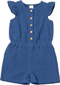 Overall aus Musselin mit Lochstickerei, blau, Gr. 98, 1 St