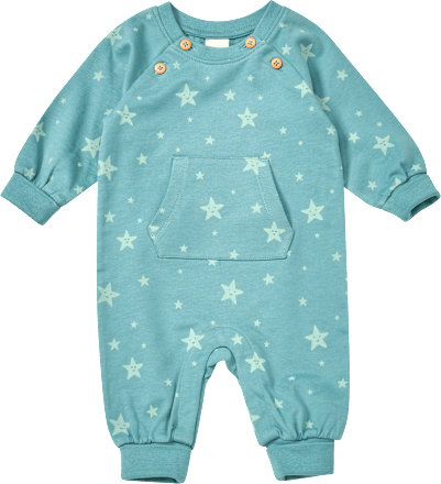 Overall aus Sweat mit Sterne-Muster & Mitwachsfunktion, blau, Gr. 68, 1 St