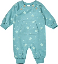 Overall aus Sweat mit Sterne-Muster & Mitwachsfunktion, blau, Gr. 68, 1 St