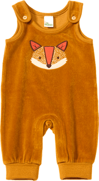 Overall aus Velours mit Mitwachsfunktion & Fuchs-Motiv, braun, Gr. 74, 1 St
