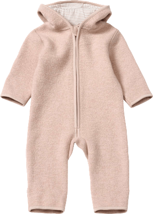 Overall van gekookte wol met variabele mouwen, beige, maat 74/80, 1 stuk