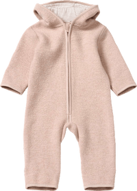 Overall van gekookte wol met variabele mouwen, beige, maat 74/80, 1 stuk