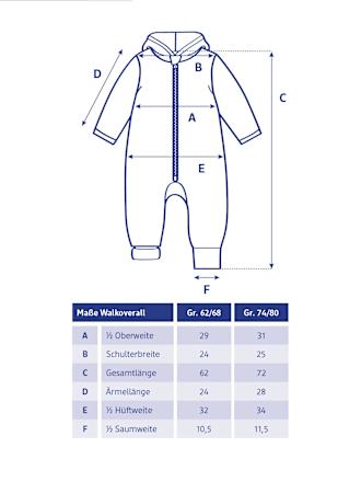 Overall van gekookte wol met variabele mouwen, beige, maat 74/80, 1 stuk