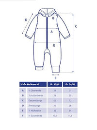 Overall van gekookte wol met variabele mouwen, beige, maat 74/80, 1 stuk